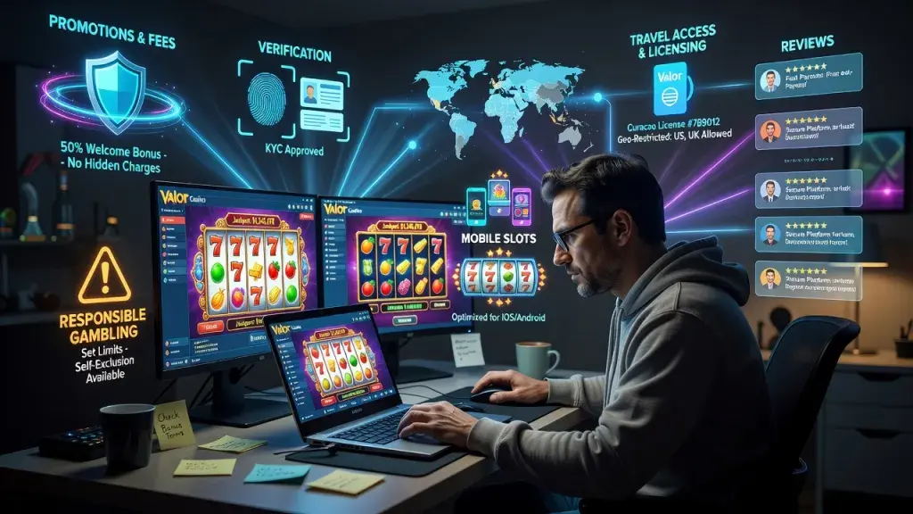 Online Casino Safety and Features Explained: Promotions, Fees, Verification, Responsible Gambling, Travel Access, Licensing, Reviews and Mobile Slots